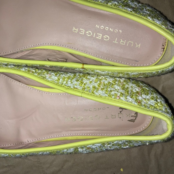 Kurt Geiger Esme Ballet flats yellow Tweed cap toe bow Sz 38.5 (8) - Picture 5 of 6
